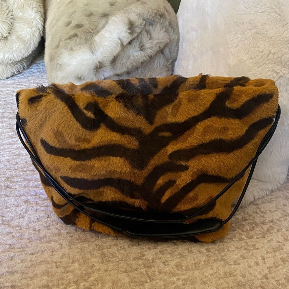 Tiger Print Faux Fur Shoulder Bag